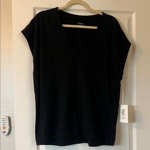 NWT Frame Denim Black V-Neck Short Sleeve Tee XL